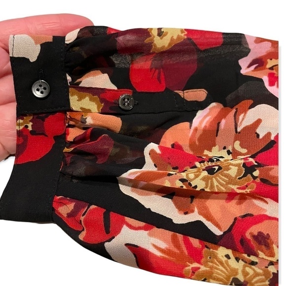 Madewell Tie-back Bubble Sleeve Flowy Top Rose Classic Black Size Small - Picture 6 of 8